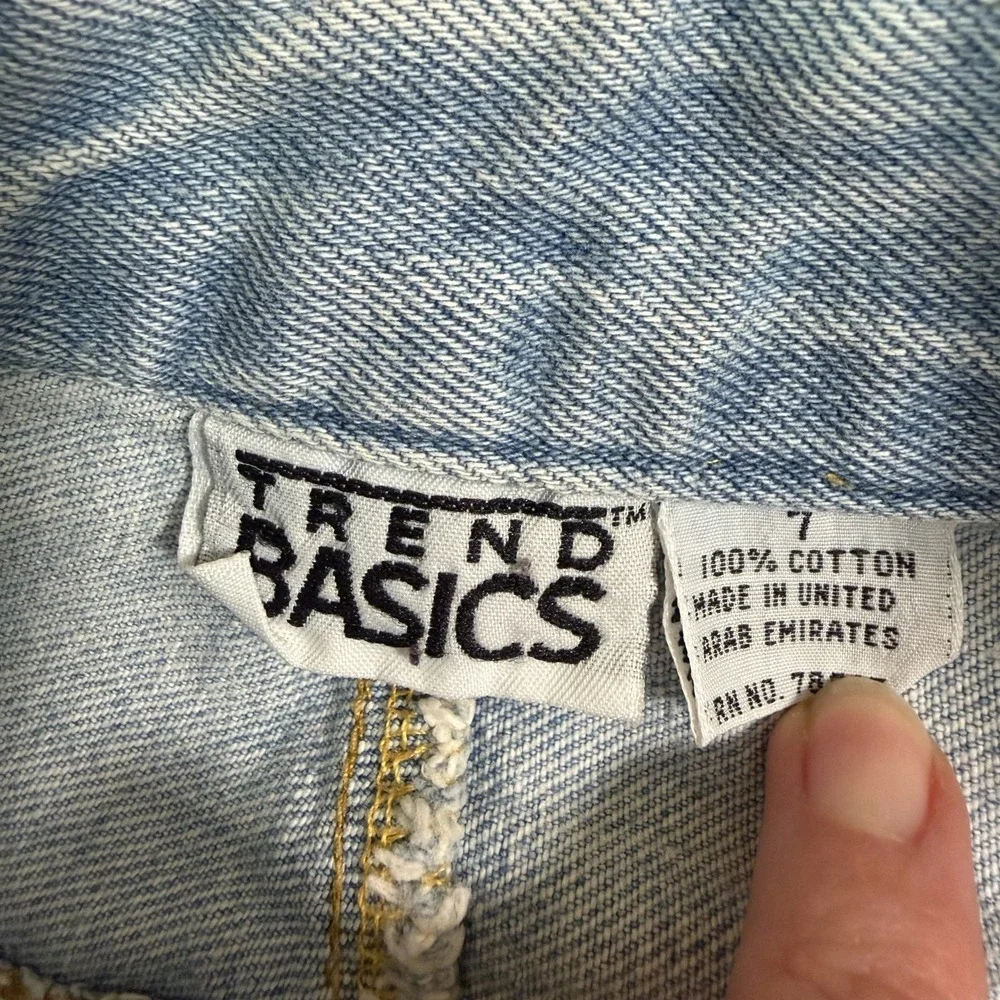 VTG‎ 90s Denim Mini Skirt Size 7 Light Wash High Rise A-Line Classic Cotton